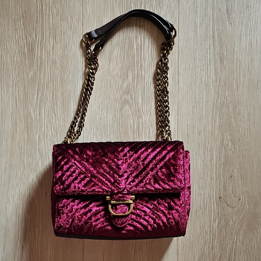 Nine West Elegant Velvet Chain Strap Bag
